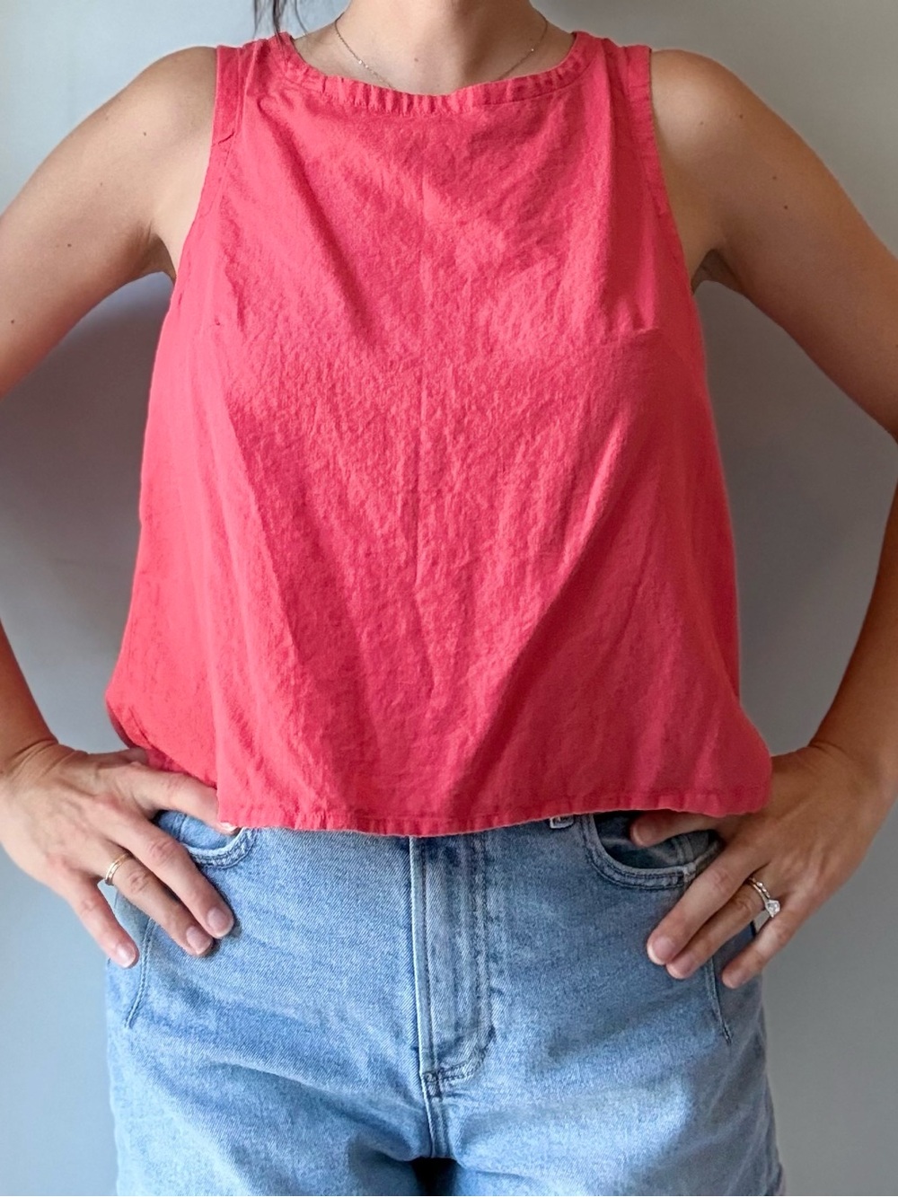 Pact Coral Tank Top - Sleeveless Linen Blend Crop